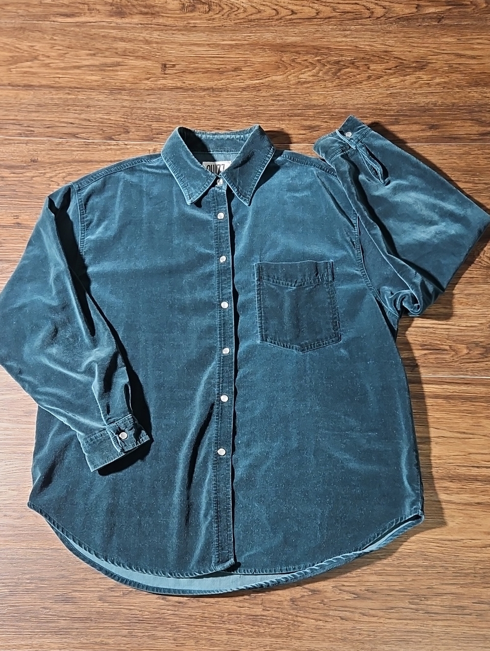 Quizz New York Teal Brushed Cotton Snap Front Shirt Plus Size 20